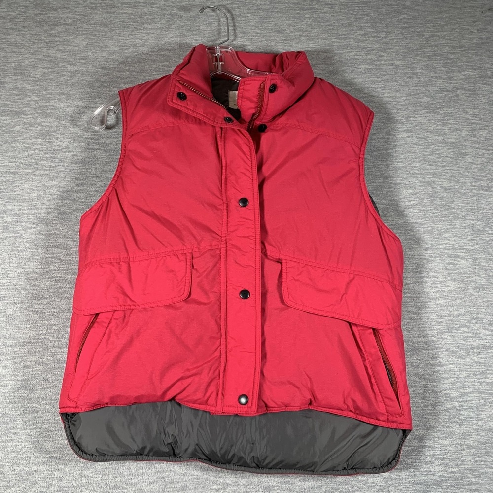 REI Puffer Vest Womens 10‎ Red Goose Down Full Zip Collared Nylon Outdoor